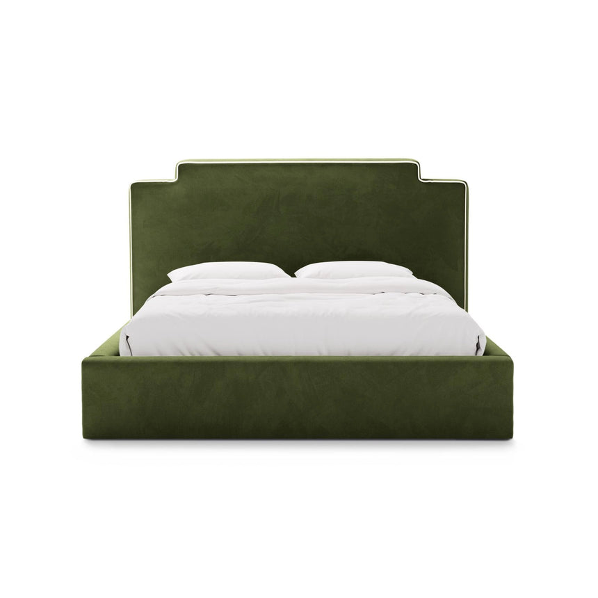 Princess Bett mit Kopfteil und Stauraum aus Samt in Elfenbein / Armeegrün (Magic Velvet 2256,Magic Velvet 2295), 140x200 cm von Micadoni – Bild 3