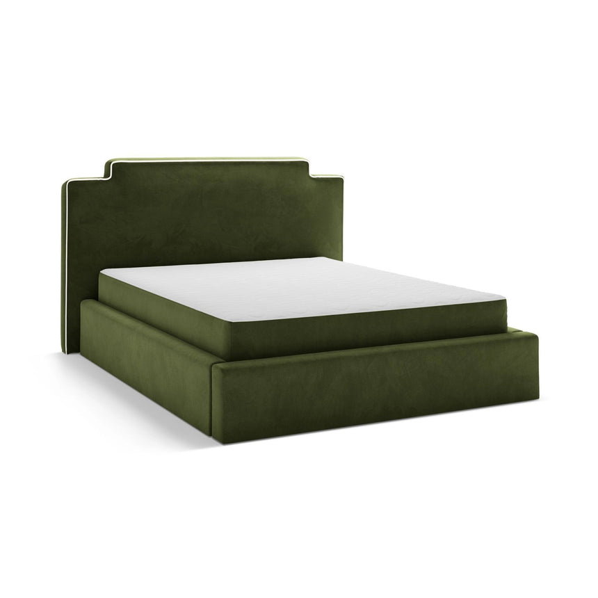 Princess Bett mit Kopfteil und Stauraum aus Samt in Elfenbein / Armeegrün (Magic Velvet 2256,Magic Velvet 2295), 140x200 cm von Micadoni – Bild 4