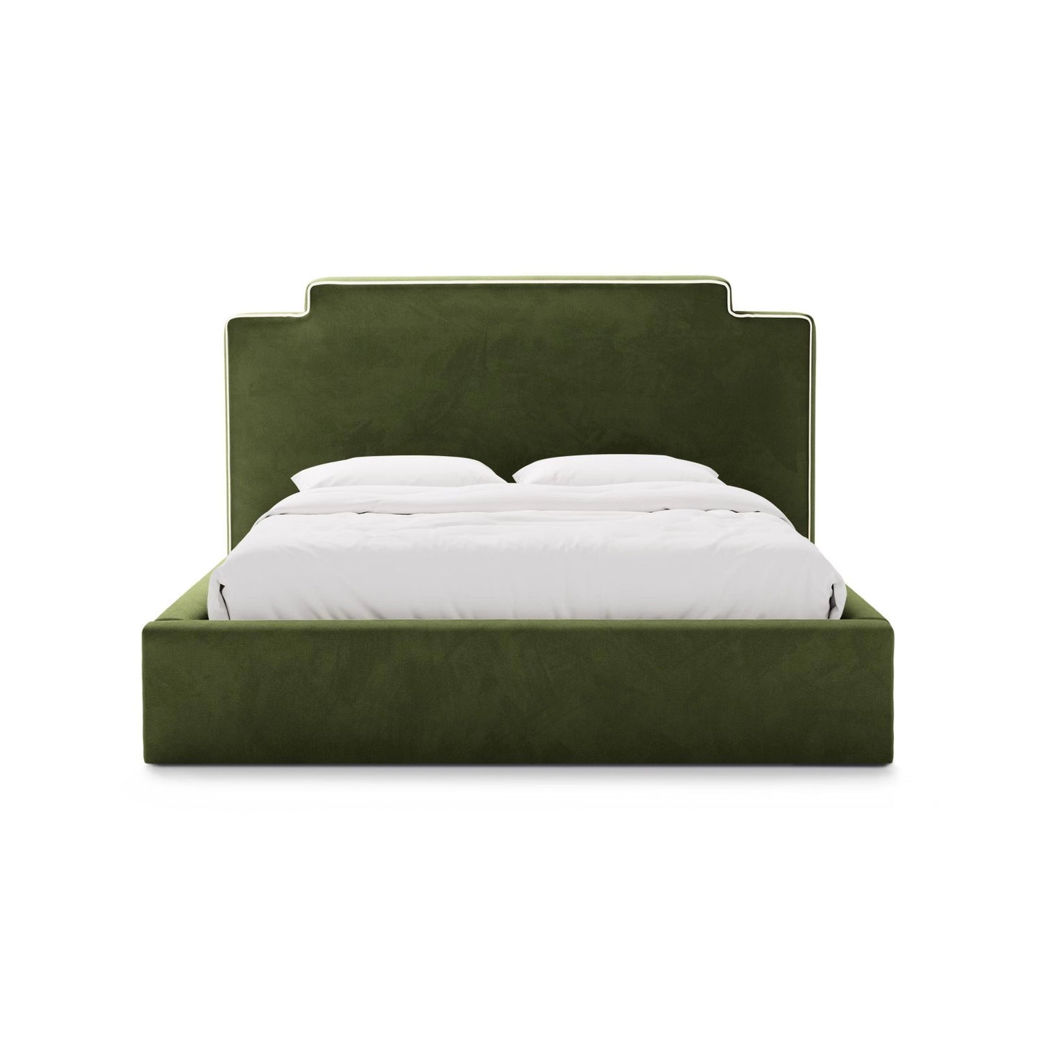 Princess Bett mit Kopfteil und Stauraum aus Samt in Elfenbein / Armeegrün (Magic Velvet 2256,Magic Velvet 2295), 180x200 cm von Micadoni – Bild 3