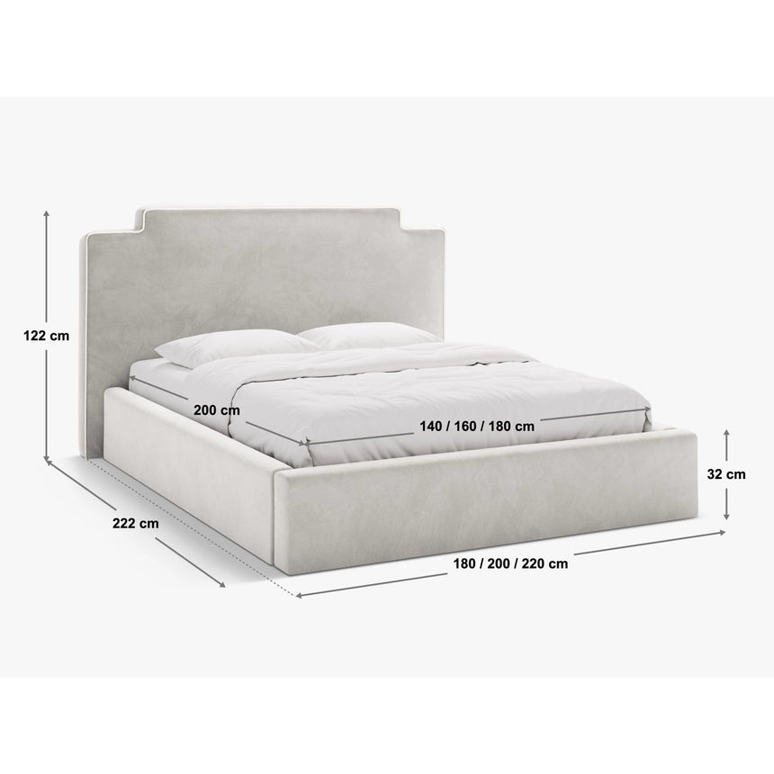 Princess Bett mit Kopfteil und Stauraum aus Samt in Elfenbein / Dunkles Grau (Magic Velvet 2256,Magic Velvet 2241), 160x200 cm von Micadoni – Bild 2