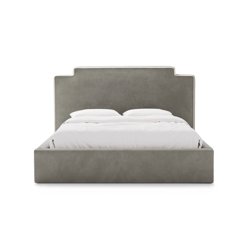 Princess Bett mit Kopfteil und Stauraum aus Samt in Elfenbein / Dunkles Grau (Magic Velvet 2256,Magic Velvet 2241), 180x200 cm von Micadoni – Bild 3