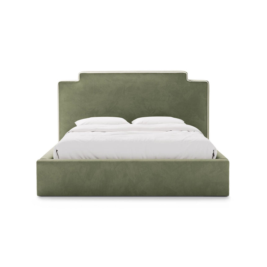 Princess Bett mit Kopfteil und Stauraum aus Samt in Elfenbein / Grün (Magic Velvet 2256,Magic Velvet 2243), 160x200 cm von Micadoni – Bild 3