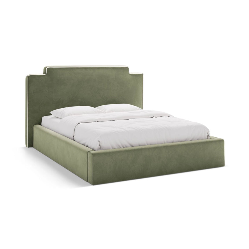 Princess Bett mit Kopfteil und Stauraum aus Samt in Elfenbein / Grün (Magic Velvet 2256,Magic Velvet 2243), 180x200 cm von Micadoni – Bild 1