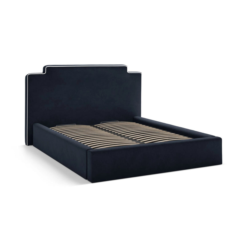 Princess Bett mit Kopfteil und Stauraum aus Samt in Elfenbein / Königsblau (Magic Velvet 2256,Magic Velvet 2204), 140x200 cm von Micadoni – Bild 5