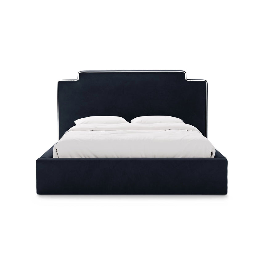 Princess Bett mit Kopfteil und Stauraum aus Samt in Elfenbein / Königsblau (Magic Velvet 2256,Magic Velvet 2204), 180x200 cm von Micadoni – Bild 3