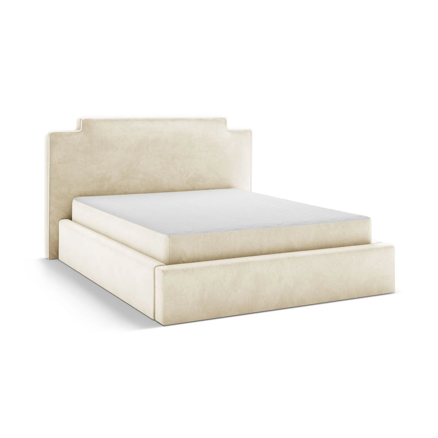 Princess Bett mit Kopfteil und Stauraum aus Samt in Elfenbein (Magic Velvet 2256), 140x200 cm von Micadoni – Bild 4