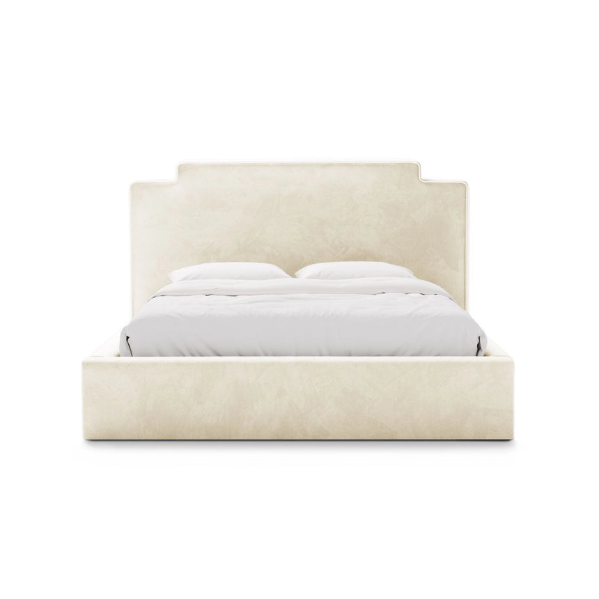Princess Bett mit Kopfteil und Stauraum aus Samt in Elfenbein (Magic Velvet 2256), 180x200 cm von Micadoni – Bild 3