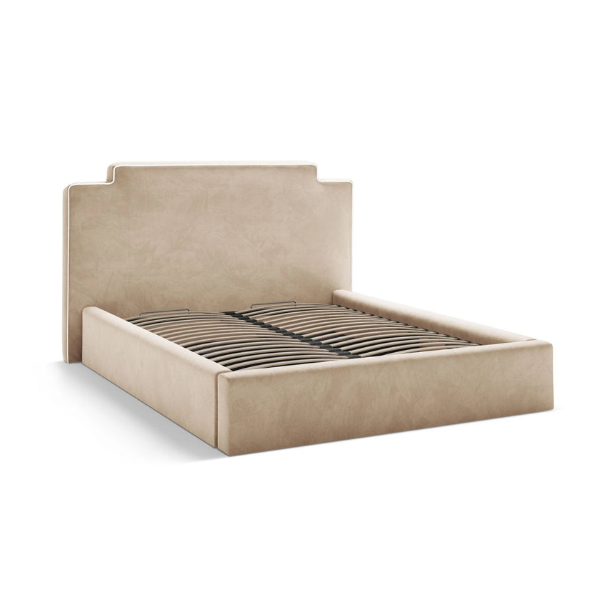 Princess Bett mit Kopfteil und Stauraum aus Samt in Elfenbein / Mandelbeige (Magic Velvet 2256,Magic Velvet 2282), 180x200 cm von Micadoni – Bild 5