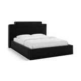Princess Bett mit Kopfteil und Stauraum aus Samt in Elfenbein / Schwarz (Magic Velvet 2256,Magic Velvet 2219), 140x200 cm von Micadoni – Bild 1