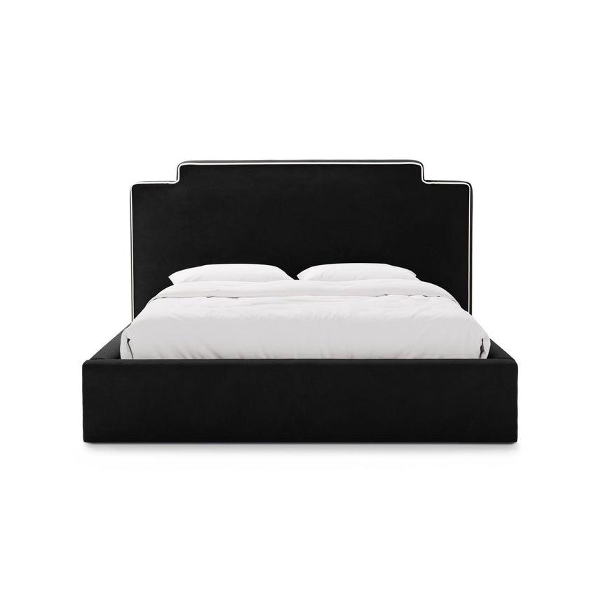 Princess Bett mit Kopfteil und Stauraum aus Samt in Elfenbein / Schwarz (Magic Velvet 2256,Magic Velvet 2219), 140x200 cm von Micadoni – Bild 3