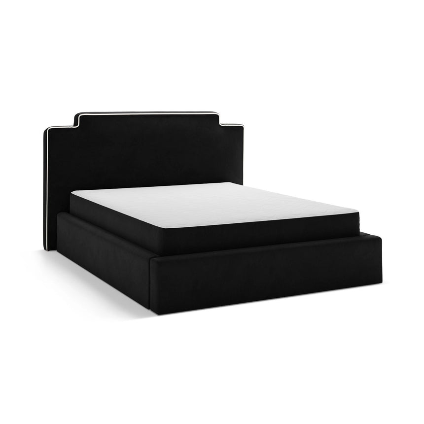 Princess Bett mit Kopfteil und Stauraum aus Samt in Elfenbein / Schwarz (Magic Velvet 2256,Magic Velvet 2219), 140x200 cm von Micadoni – Bild 4