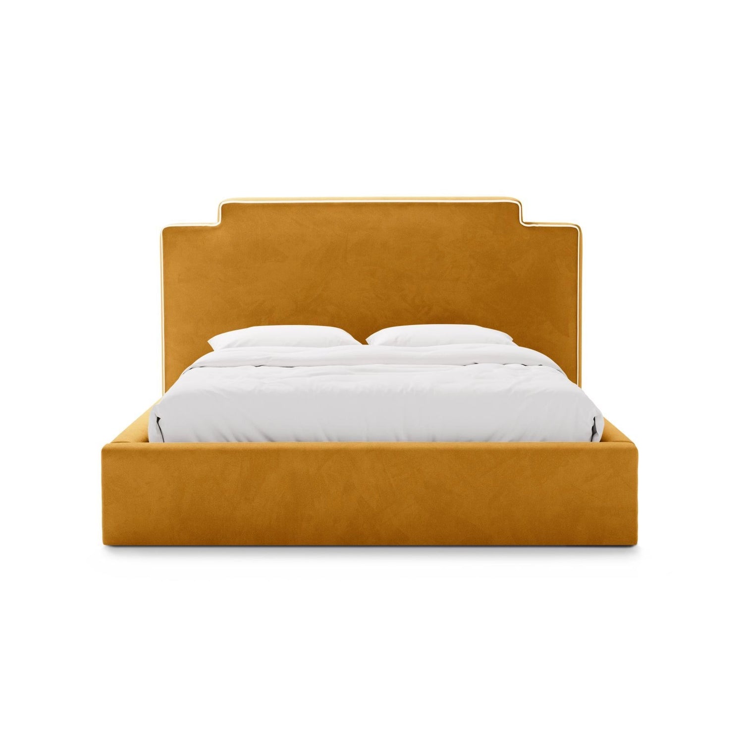 Princess Bett mit Kopfteil und Stauraum aus Samt in Elfenbein / Senf (Magic Velvet 2256,Magic Velvet 2288), 160x200 cm von Micadoni – Bild 3
