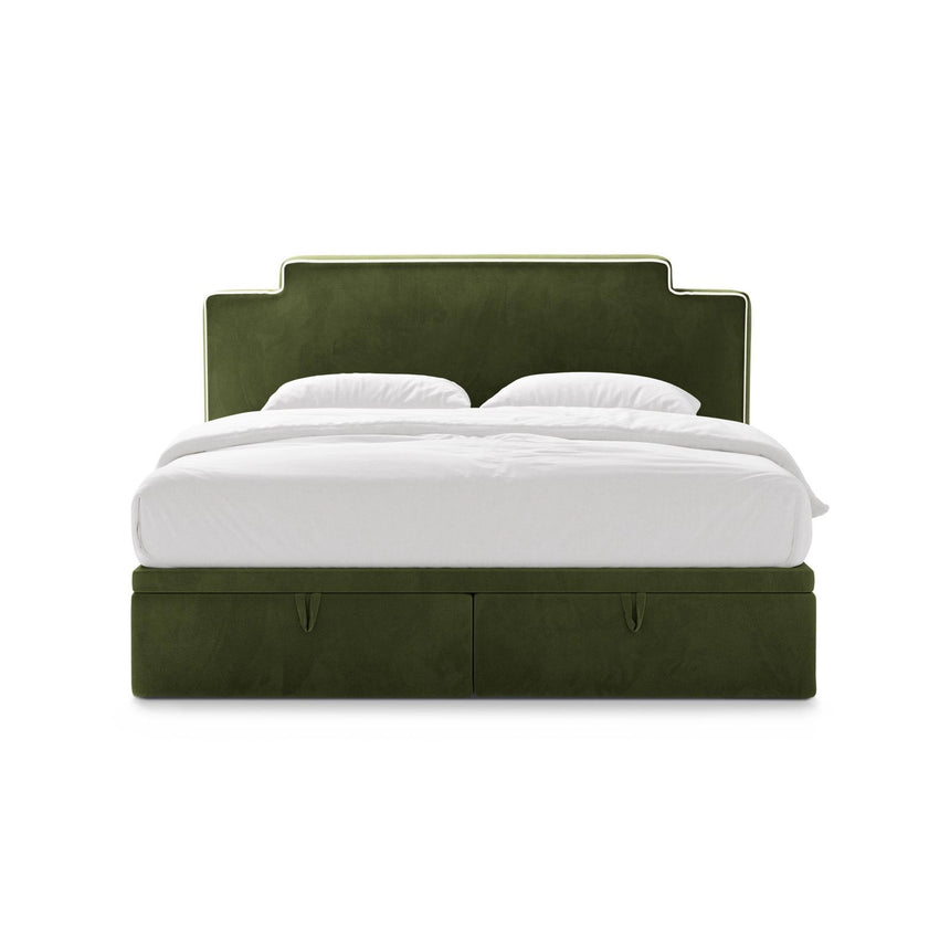 Princess Boxspringbett mit Kopfteil und Stauraum aus Samt in Elfenbein / Armeegrün (Magic Velvet 2256,Magic Velvet 2295), 140x200 cm von Micadoni – Bild 3