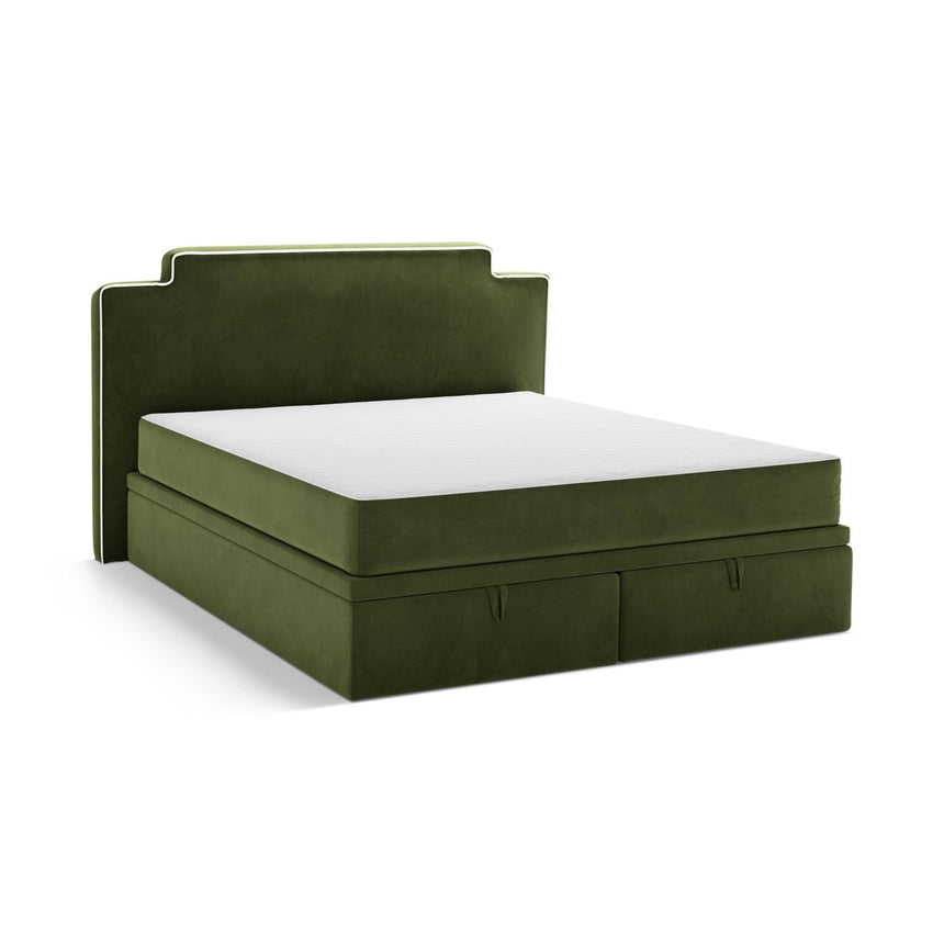 Princess Boxspringbett mit Kopfteil und Stauraum aus Samt in Elfenbein / Armeegrün (Magic Velvet 2256,Magic Velvet 2295), 140x200 cm von Micadoni – Bild 4