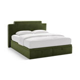 Princess Boxspringbett mit Kopfteil und Stauraum aus Samt in Elfenbein / Armeegrün (Magic Velvet 2256,Magic Velvet 2295), 200x200 cm von Micadoni – Bild 1