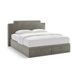 Princess Boxspringbett mit Kopfteil und Stauraum aus Samt in Elfenbein / Dunkles Grau (Magic Velvet 2256,Magic Velvet 2241), 140x200 cm von Micadoni – Bild 1