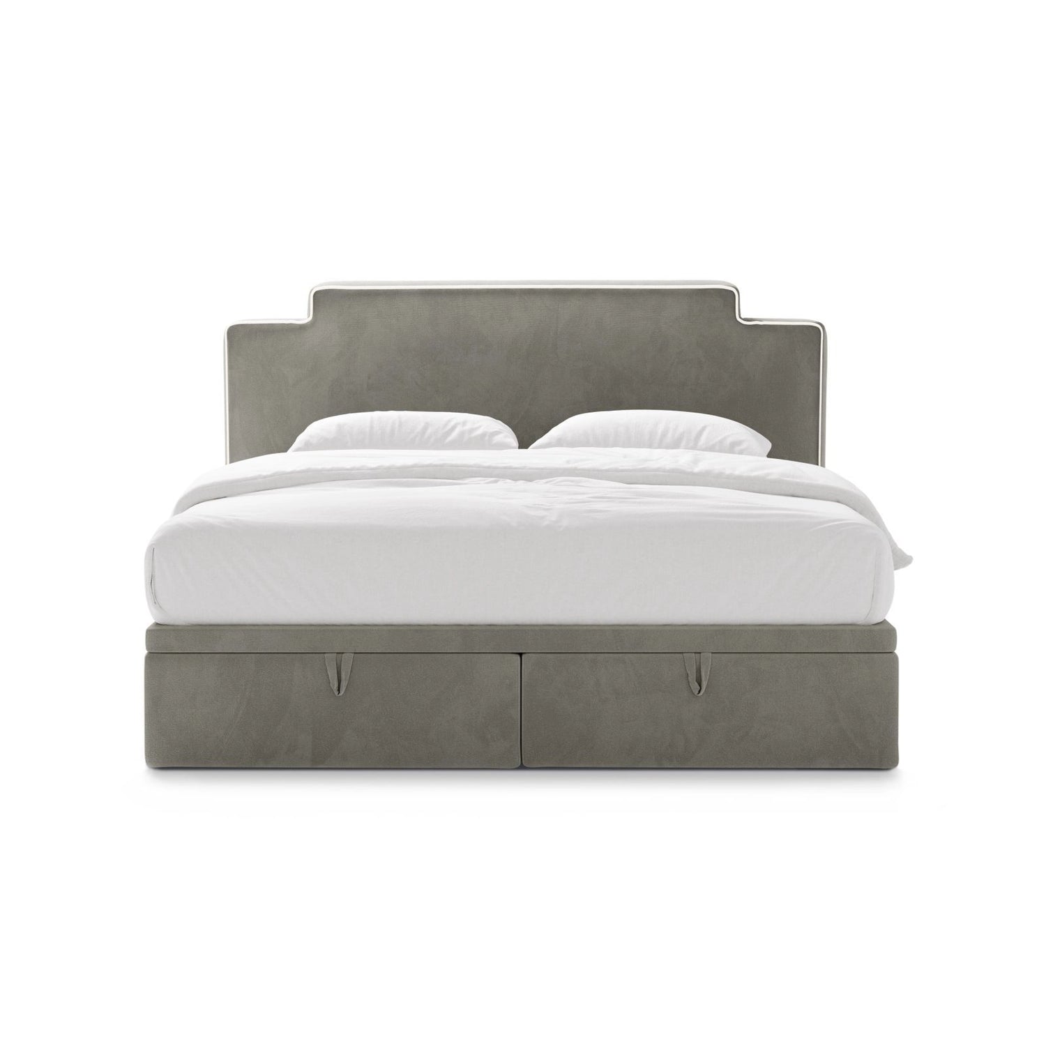 Princess Boxspringbett mit Kopfteil und Stauraum aus Samt in Elfenbein / Dunkles Grau (Magic Velvet 2256,Magic Velvet 2241), 140x200 cm von Micadoni – Bild 3