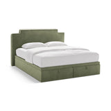 Princess Boxspringbett mit Kopfteil und Stauraum aus Samt in Elfenbein / Grün (Magic Velvet 2256,Magic Velvet 2243), 180x200 cm von Micadoni – Bild 1