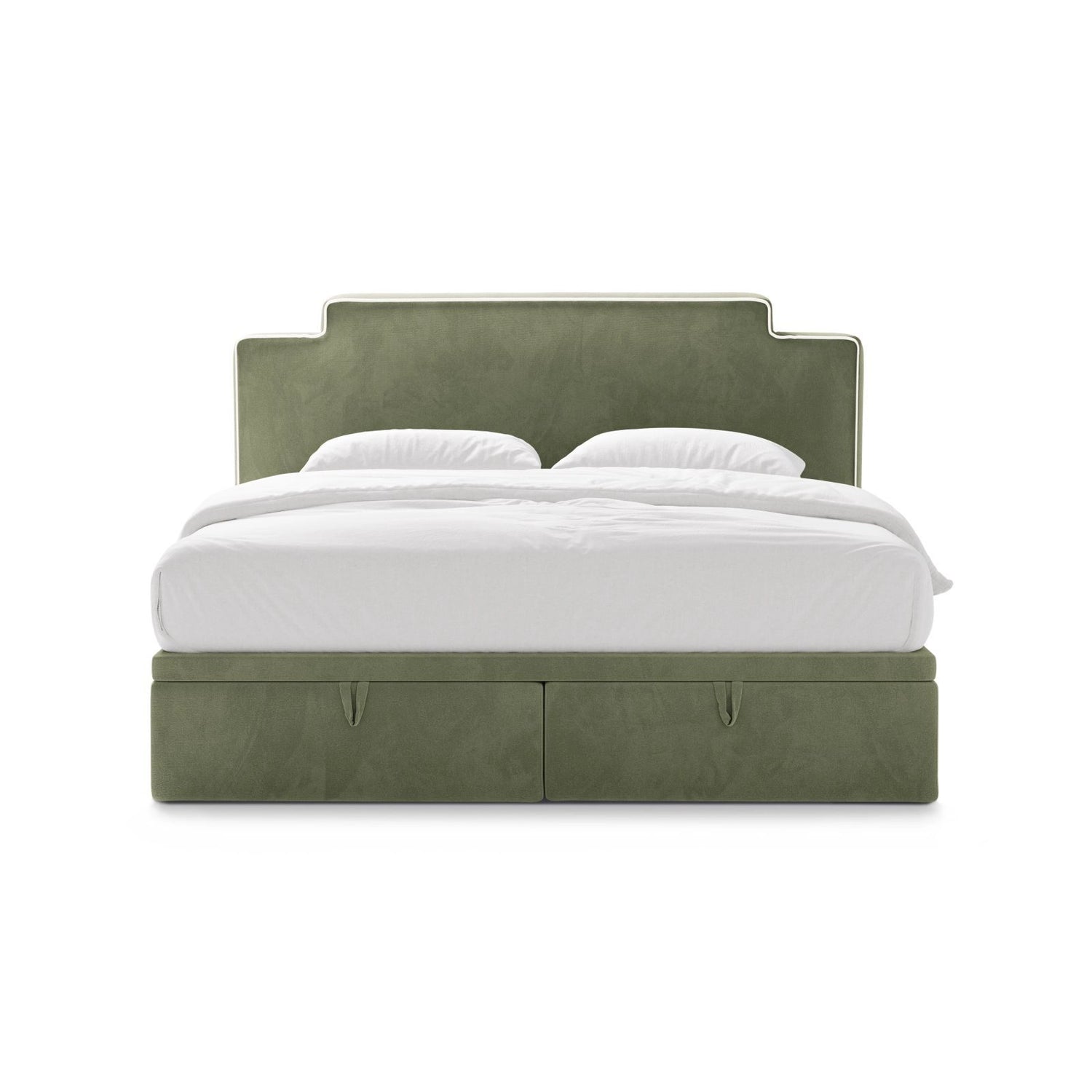 Princess Boxspringbett mit Kopfteil und Stauraum aus Samt in Elfenbein / Grün (Magic Velvet 2256,Magic Velvet 2243), 200x200 cm von Micadoni – Bild 3