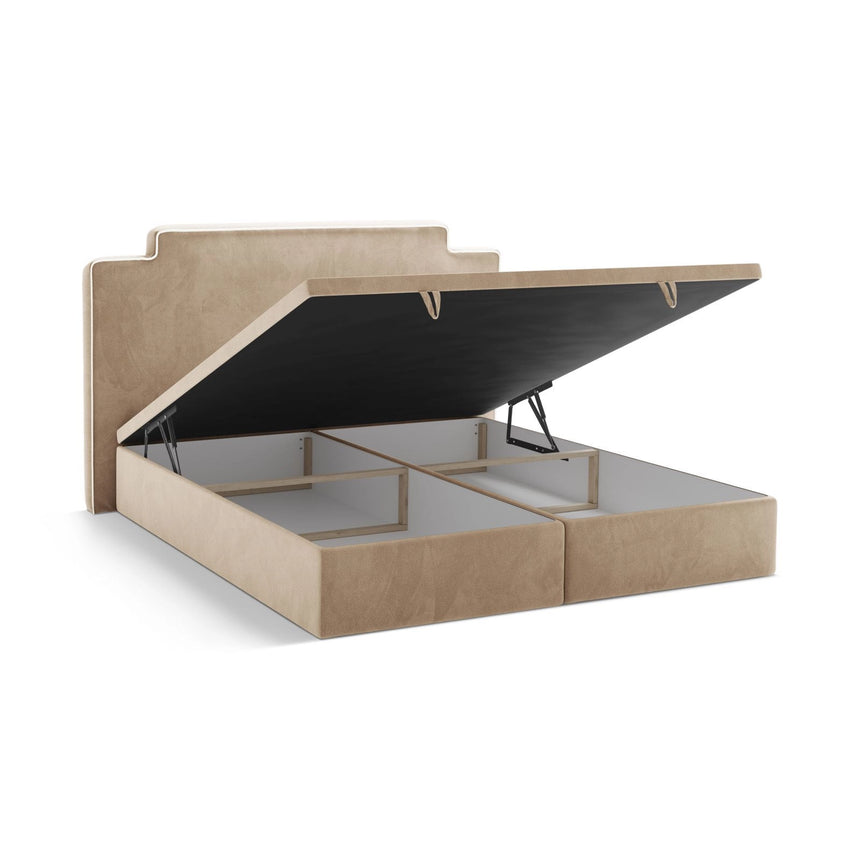 Princess Boxspringbett mit Kopfteil und Stauraum aus Samt in Elfenbein / Mandelbeige (Magic Velvet 2256,Magic Velvet 2282), 140x200 cm von Micadoni – Bild 5