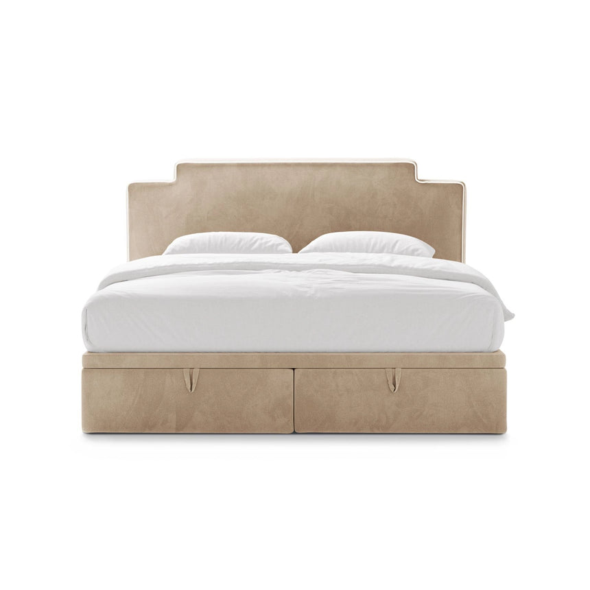 Princess Boxspringbett mit Kopfteil und Stauraum aus Samt in Elfenbein / Mandelbeige (Magic Velvet 2256,Magic Velvet 2282), 180x200 cm von Micadoni – Bild 3