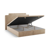 Princess Boxspringbett mit Kopfteil und Stauraum aus Samt in Elfenbein / Mandelbeige (Magic Velvet 2256,Magic Velvet 2282), 200x200 cm von Micadoni – Bild 5