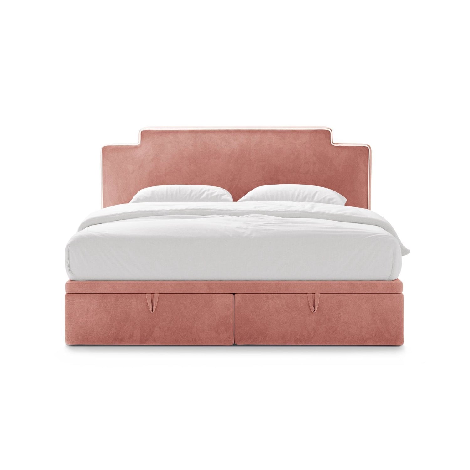 Princess Boxspringbett mit Kopfteil und Stauraum aus Samt in Elfenbein / Pink (Magic Velvet 2256,Magic Velvet 2257), 160x200 cm von Micadoni – Bild 3