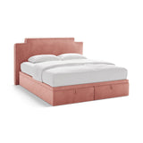 Princess Boxspringbett mit Kopfteil und Stauraum aus Samt in Elfenbein / Pink (Magic Velvet 2256,Magic Velvet 2257), 200x200 cm von Micadoni – Bild 1