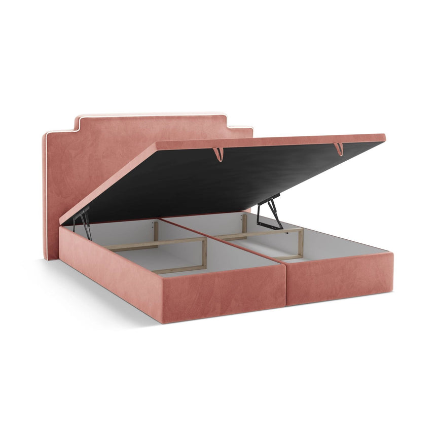 Princess Boxspringbett mit Kopfteil und Stauraum aus Samt in Elfenbein / Pink (Magic Velvet 2256,Magic Velvet 2257), 200x200 cm von Micadoni – Bild 5