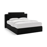 Princess Boxspringbett mit Kopfteil und Stauraum aus Samt in Elfenbein / Schwarz (Magic Velvet 2256,Magic Velvet 2219), 140x200 cm von Micadoni – Bild 1
