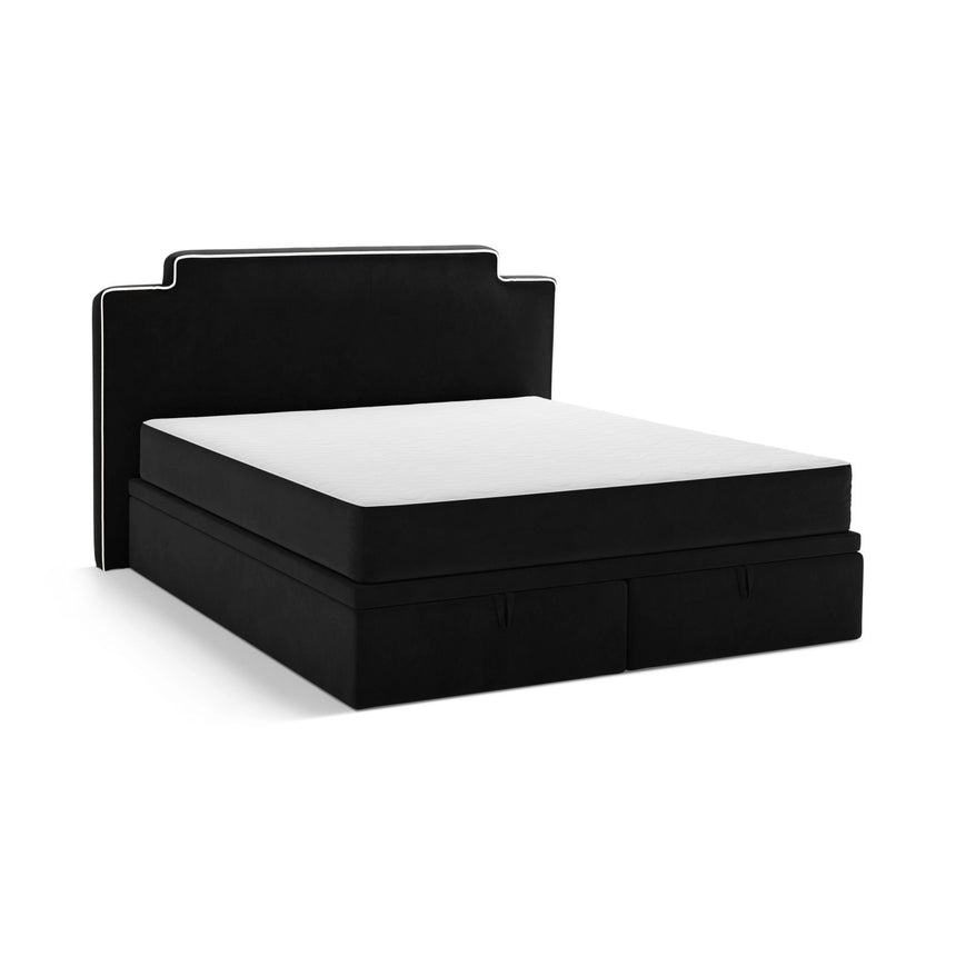 Princess Boxspringbett mit Kopfteil und Stauraum aus Samt in Elfenbein / Schwarz (Magic Velvet 2256,Magic Velvet 2219), 180x200 cm von Micadoni – Bild 4