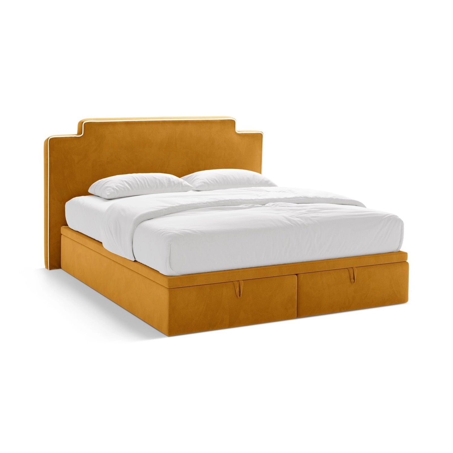 Princess Boxspringbett mit Kopfteil und Stauraum aus Samt in Elfenbein / Senf (Magic Velvet 2256,Magic Velvet 2288), 180x200 cm von Micadoni – Bild 1