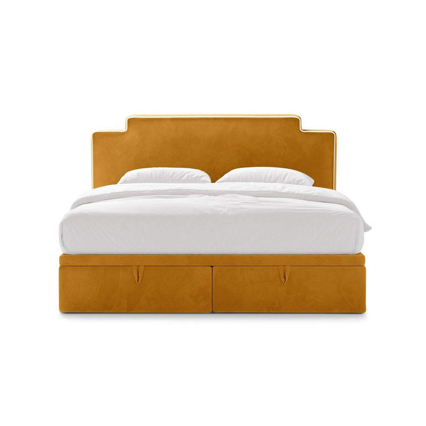 Princess Boxspringbett mit Kopfteil und Stauraum aus Samt in Elfenbein / Senf (Magic Velvet 2256,Magic Velvet 2288), 200x200 cm von Micadoni – Bild 3