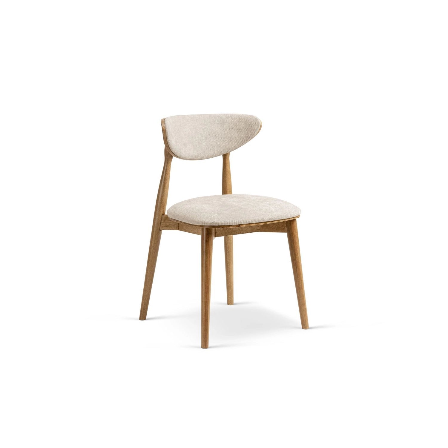 Rina Essstuhl, Gestell in Braun, aus Chenille (Reb25) in Beige von Micadoni – Bild 1
