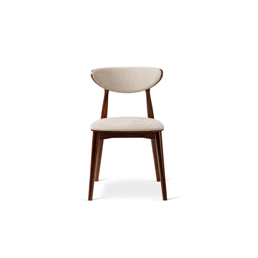 Rina Essstuhl, Gestell in Dunkelbraun, aus Chenille (Reb25) in Beige von Micadoni – Bild 3