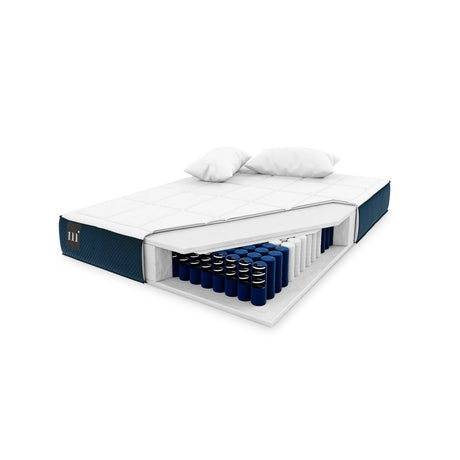 Sidi Matratze mit Taschenfederkern aus Strukturierter Stoff in Weiß und blau, 200x140 cm von Micadoni – Produktbild 4