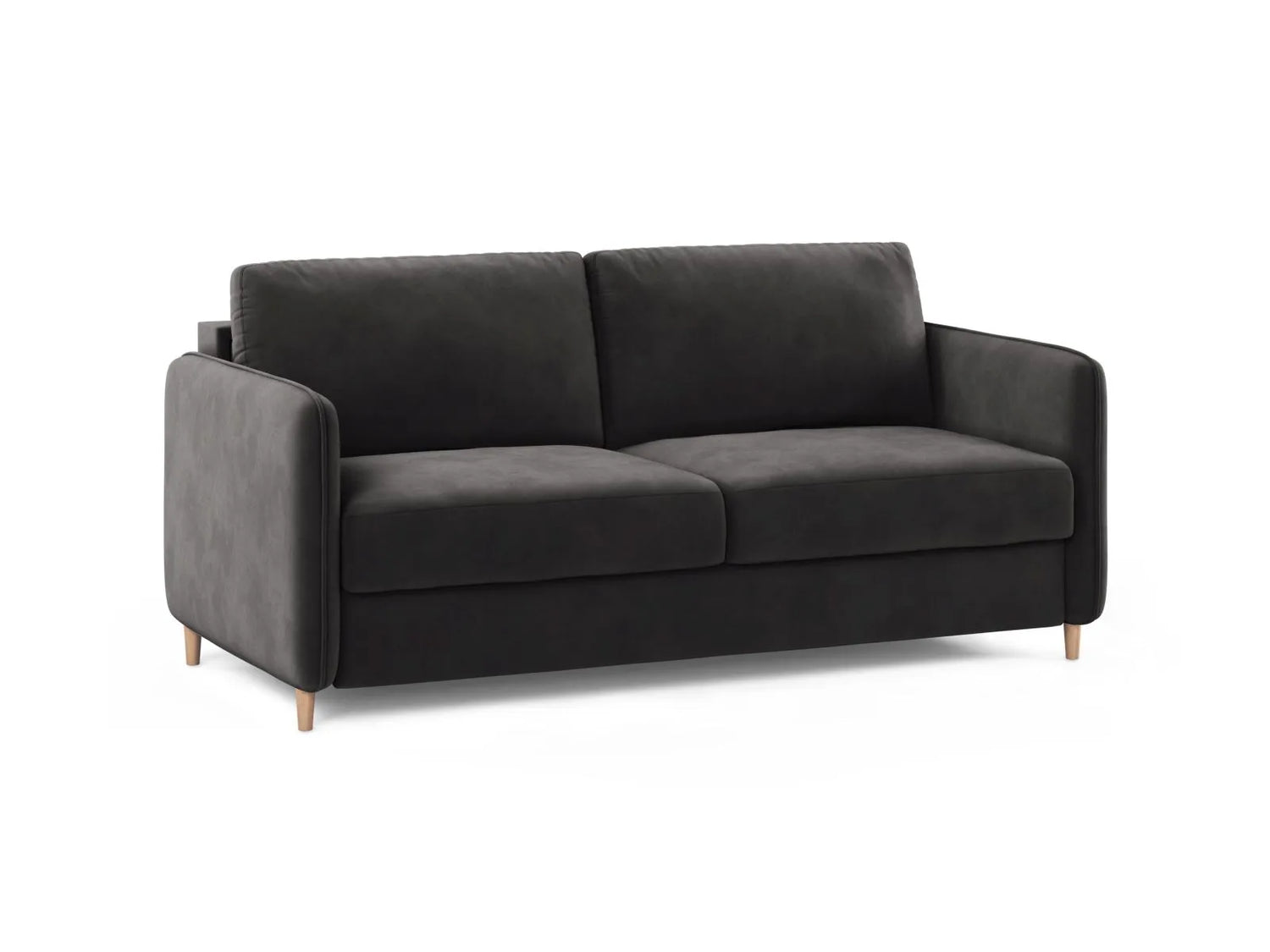 Simo 3-Sitzer Sofa mit Schlaffunktion, ausklappbar, aus Samt in Dunkelgrau (Salvador 18), 184x102 cm von Micadoni – Bild 3