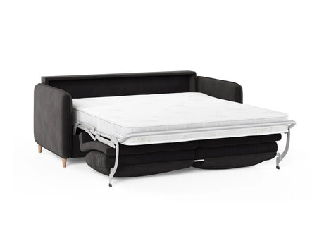 Simo 3-Sitzer Sofa mit Schlaffunktion, ausklappbar, aus Samt in Dunkelgrau (Salvador 18), 184x102 cm von Micadoni – Bild 4