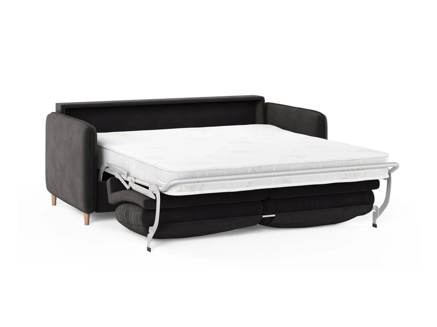 Simo 3-Sitzer Sofa mit Schlaffunktion, ausklappbar, aus Samt in Dunkelgrau (Salvador 18), 184x102 cm von Micadoni – Bild 4