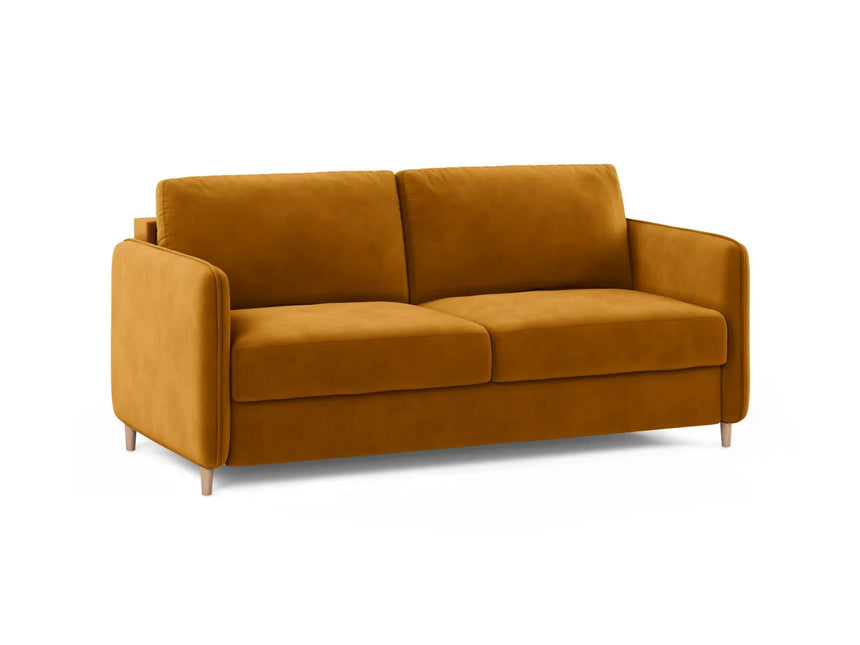 Simo 3-Sitzer Sofa mit Schlaffunktion, ausklappbar, aus Samt in Gelb (Salvador 10), 184x102 cm von Micadoni – Bild 3