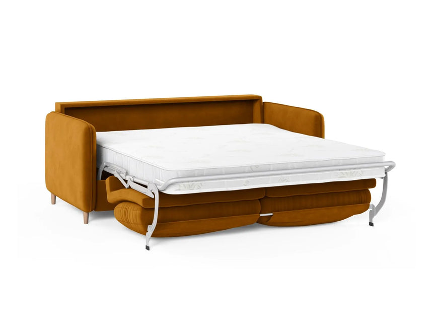 Simo 3-Sitzer Sofa mit Schlaffunktion, ausklappbar, aus Samt in Gelb (Salvador 10), 184x102 cm von Micadoni – Bild 4