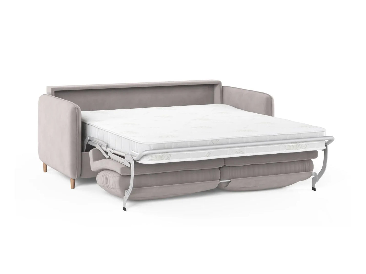 Simo 3-Sitzer Sofa mit Schlaffunktion, ausklappbar, aus Samt in Hellgrau (Salvador 16), 184x102 cm von Micadoni – Bild 4
