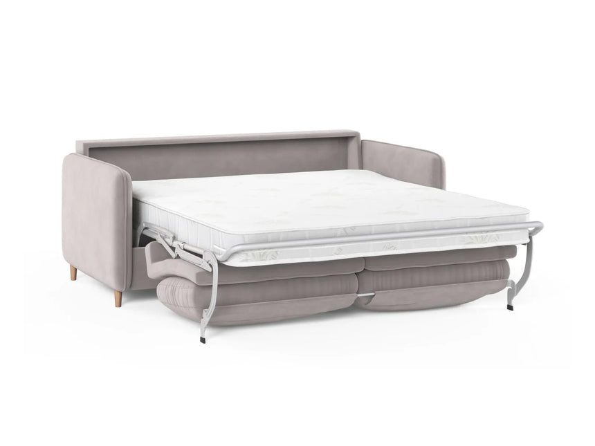 Simo 3-Sitzer Sofa mit Schlaffunktion, ausklappbar, aus Samt in Hellgrau (Salvador 16), 184x102 cm von Micadoni – Bild 4