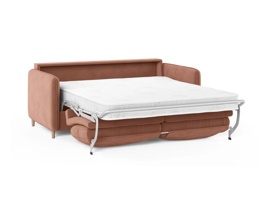 Simo 3-Sitzer Sofa mit Schlaffunktion, ausklappbar, aus Samt in Rosa (Salvador 11), 184x102 cm von Micadoni – Bild 4