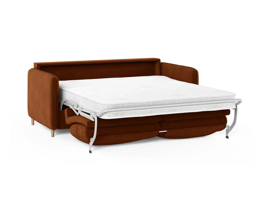 Simo 3-Sitzer Sofa mit Schlaffunktion, ausklappbar, aus Samt in Terrakotta (Salvador 14), 184x102 cm von Micadoni – Bild 4