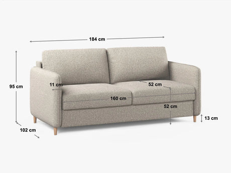 Simo 3-Sitzer Sofa mit Schlaffunktion, ausklappbar, aus Strukturierter Stoff in Beige (BABEL TOFFEE), 184x102 cm von Micadoni – Bild 2