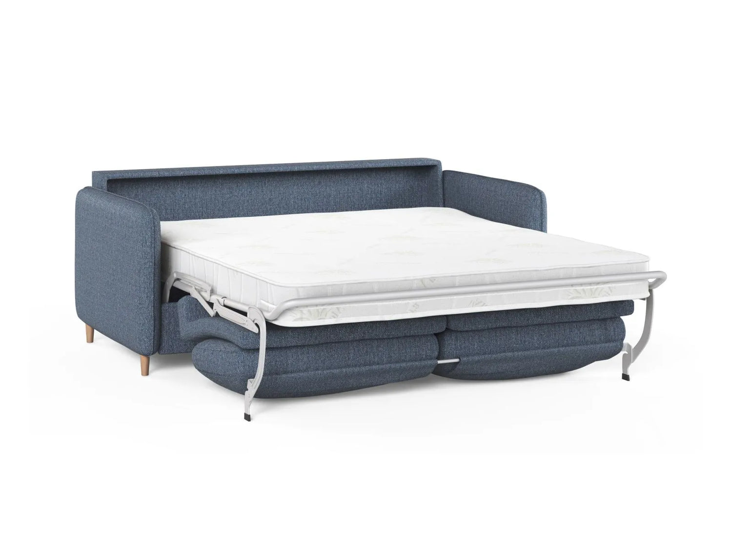 Simo 3-Sitzer Sofa mit Schlaffunktion, ausklappbar, aus Strukturierter Stoff in Dunkelblau (BABEL BLUE), 184x102 cm von Micadoni – Bild 4