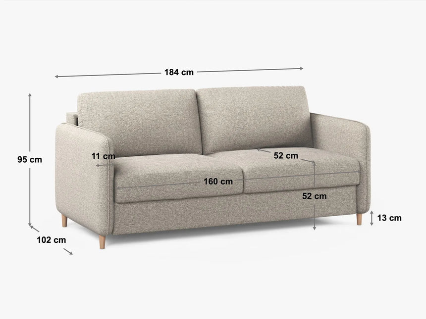 Simo 3-Sitzer Sofa mit Schlaffunktion, ausklappbar, aus Strukturierter Stoff in Weiß (BABEL WHITE), 184x102 cm von Micadoni – Bild 2