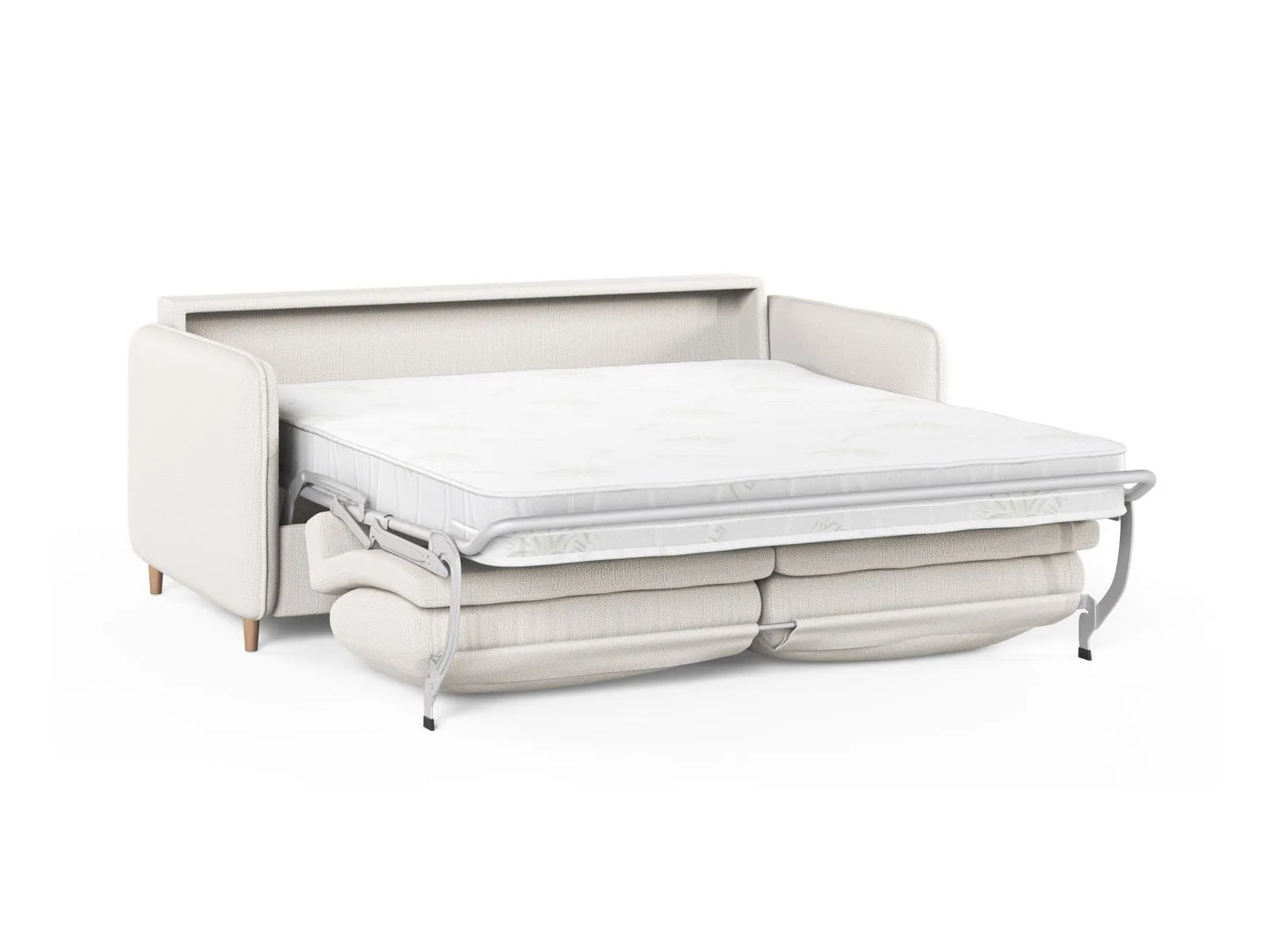 Simo 3-Sitzer Sofa mit Schlaffunktion, ausklappbar, aus Strukturierter Stoff in Weiß (BABEL WHITE), 184x102 cm von Micadoni – Bild 4