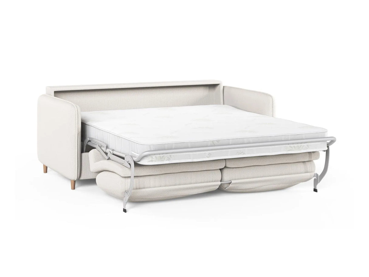 Simo 3-Sitzer Sofa mit Schlaffunktion, ausklappbar, aus Strukturierter Stoff in Weiß (BABEL WHITE), 184x102 cm von Micadoni – Bild 4